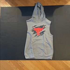 Under Armour Gray Sleeveless Hoodie with Red Graphic